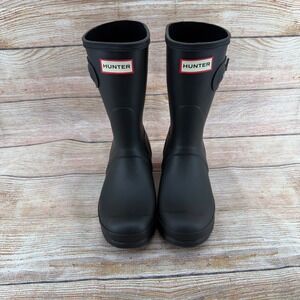 Hunter Original Short Black Matte Rain Boots WFS1000RMA Womens 10 Mens 8